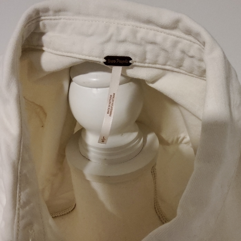 Free People Cream Ruffle Button Down Shirt - Picture 8 of 8